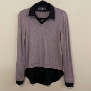Elizabeth & Clarke, The Cooper, sweater with faux blouse, color Heather Rose